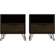 Eden Home 1-Drawer Contemporary Wood Nightstand in Brown (Set of 2)