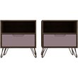 Eden Home 1-Drawer Contemporary Wood Nightstand in Pink (Set of 2)