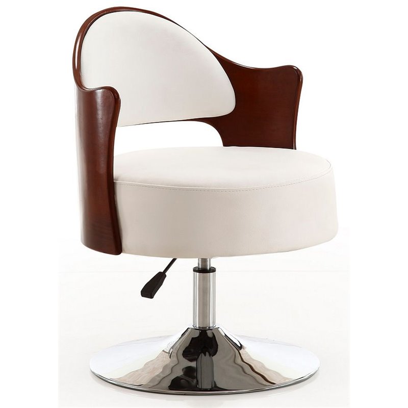Eden Home Faux Leather Accent Chair with Adjustable Height in White