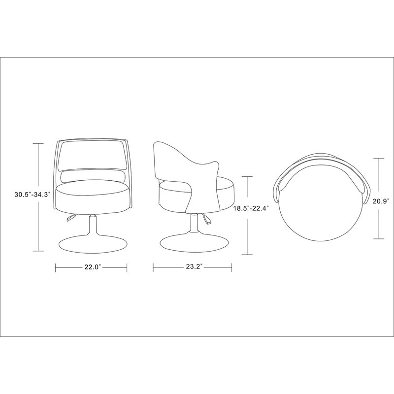 Eden Home Adjustable Height Faux Leather Accent Chair in White