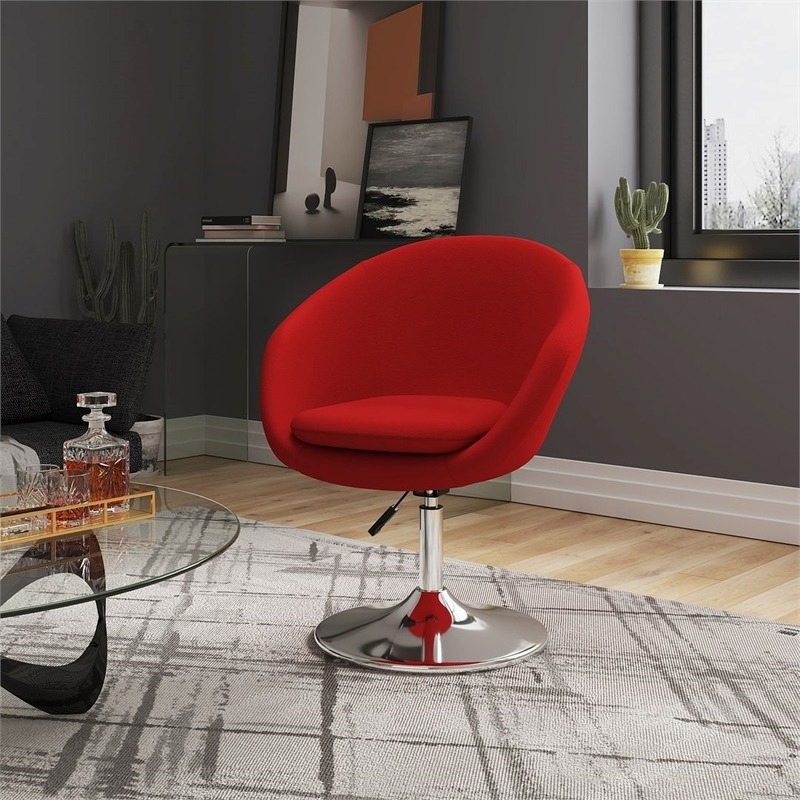Eden Home Adjustable Height Contemporary Fabric Accent Chair in Red
