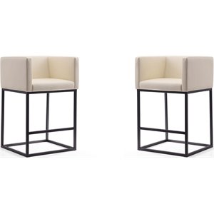 Eden Home 25&quot Contemporary Faux Leather Counter Stool in Cream (Set of 2)