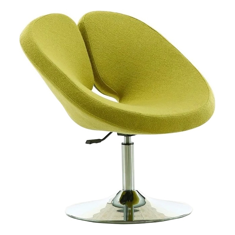 Eden Home Height Adjustable Fabric & Metal Swivel Chair in Green/Polished Chrome