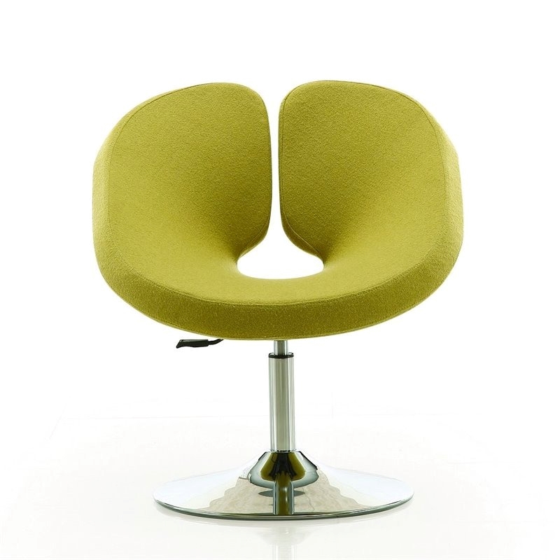 Eden Home Height Adjustable Fabric & Metal Swivel Chair in Green/Polished Chrome
