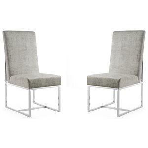 Eden Home 18.9&quot Contemporary Velvet Dining Chair in Steel Gray (Set of 2)