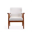 Eden Home Contemporary Faux Leather Accent Chair in White/Amber (Set of 2)
