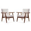 Eden Home Contemporary Faux Leather Accent Chair in White/Amber (Set of 2)