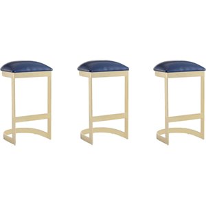 Eden Home 28.54&quot Contemporary Faux Leather Barstool in Blue (Set of 3)