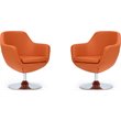 Eden Home Contemporary Faux Leather Swivel Accent Chair in Orange (Set of 2)
