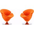 Eden Home Velvet & Metal Swivel Accent Chair in Orange/Chrome (Set of 2)