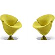 Eden Home Velvet & Metal Swivel Accent Chair in Green/Polished Chrome (Set of 2)