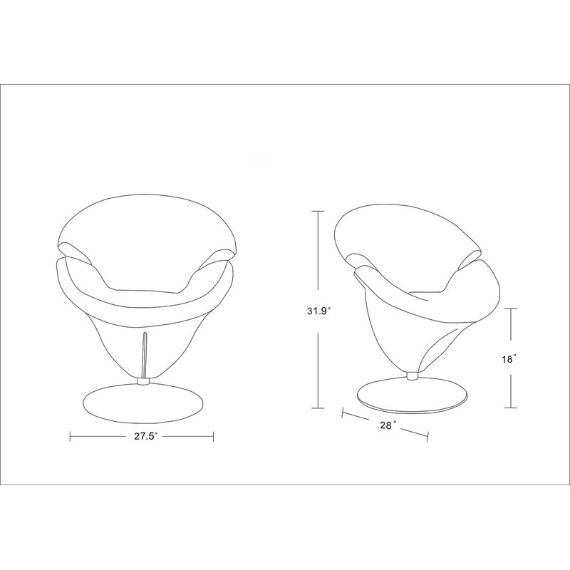 Eden Home Velvet & Metal Swivel Accent Chair in White/Polished Chrome (Set of 2)