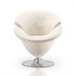Eden Home Velvet & Metal Swivel Accent Chair in White/Polished Chrome (Set of 2)