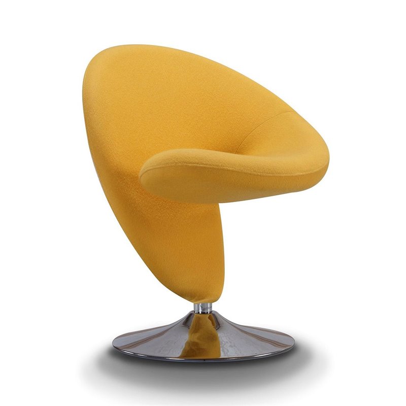 Eden Home Contemporary Fabric Swivel Accent Chair in Yellow (Set of 2)