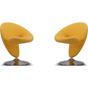 Eden Home Contemporary Fabric Swivel Accent Chair in Yellow (Set of 2)