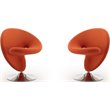 Eden Home Fabric & Metal Swivel Accent Chair in Orange/Chrome (Set of 2)