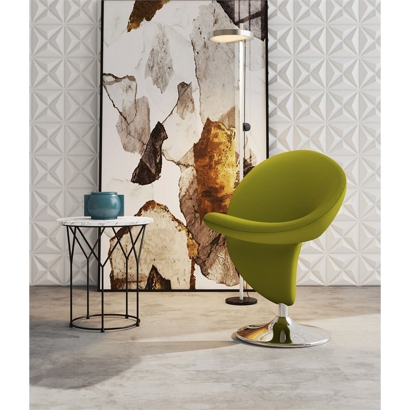 Eden Home Fabric & Metal Swivel Accent Chair in Green/Polished Chrome (Set of 2)