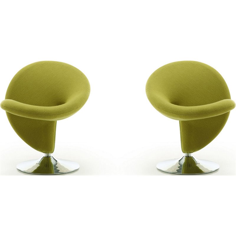 Eden Home Fabric & Metal Swivel Accent Chair in Green/Polished Chrome (Set of 2)