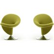 Eden Home Fabric & Metal Swivel Accent Chair in Green/Polished Chrome (Set of 2)