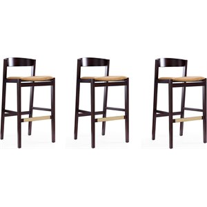 Eden Home 30.5&quot Contemporary Faux Leather Barstool in Camel (Set of 3)