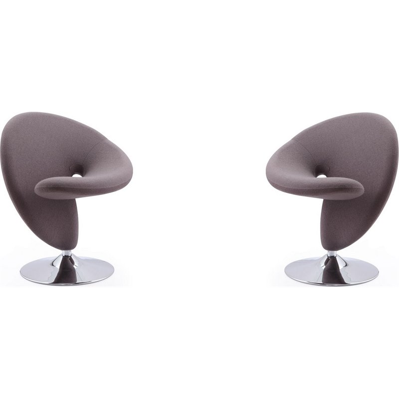 Eden Home Fabric & Metal Swivel Accent Chair in Gray/Polished Chrome (Set of 2)