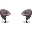 Eden Home Fabric & Metal Swivel Accent Chair in Gray/Polished Chrome (Set of 2)