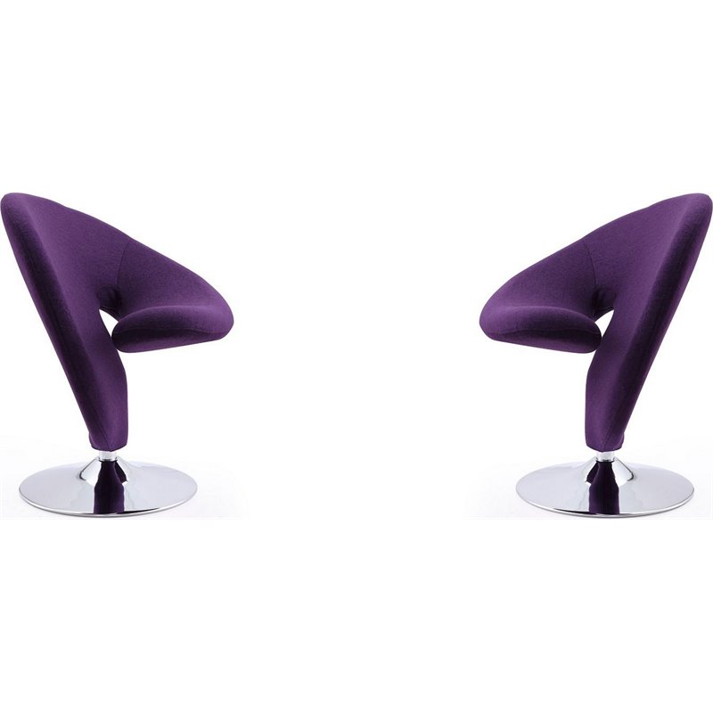Eden Home Fabric & Metal Swivel Accent Chair in Purple/Chrome (Set of 2)