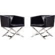 Eden Home Contemporary Faux Leather Accent Lounge Chair in Black (Set of 2)