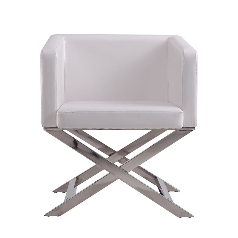 Eden Home Contemporary Faux Leather Accent Lounge Chair in White (Set of 2)