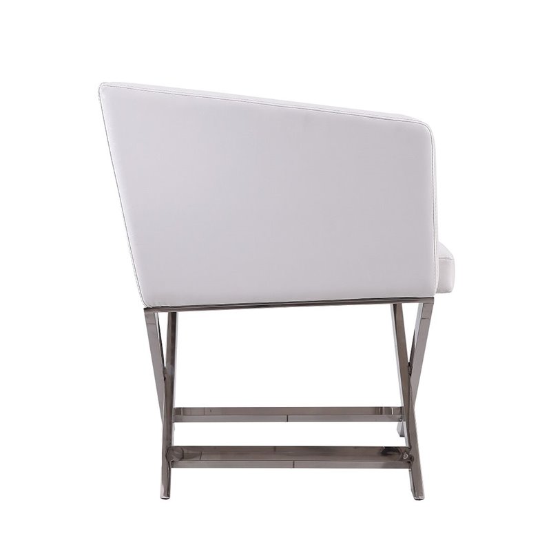 Eden Home Contemporary Faux Leather Accent Lounge Chair in White (Set of 2)