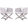 Eden Home Contemporary Faux Leather Accent Lounge Chair in White (Set of 2)