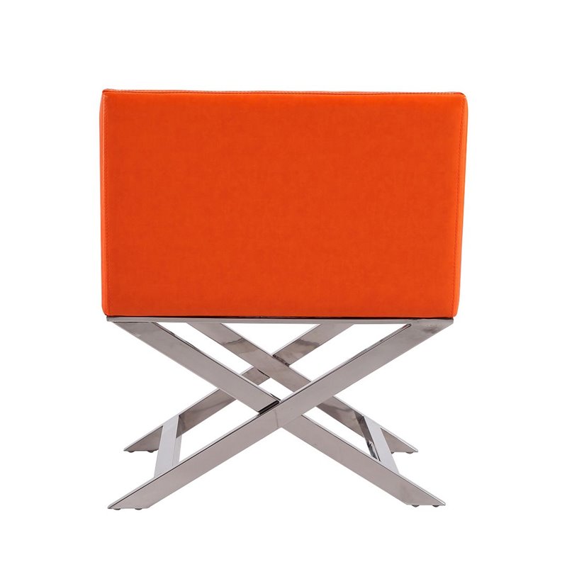 Eden Home Contemporary Faux Leather Accent Lounge Chair in Orange (Set of 2)