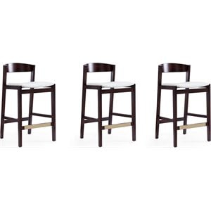 Eden Home 26.5&quot Contemporary Faux Leather Counter Stool in Ivory (Set of 3)