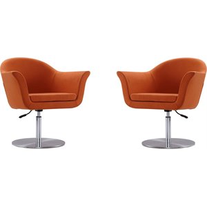 Eden Home Adjustable Height Fabric Swivel Accent Chair in Orange (Set of 2)