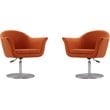 Eden Home Adjustable Height Fabric Swivel Accent Chair in Orange (Set of 2)