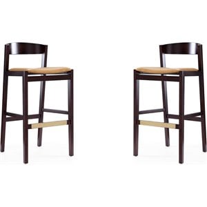 Eden Home 30.5&quot Contemporary Faux Leather Barstool in Camel (Set of 2)