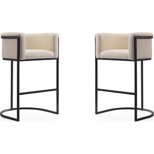 Eden Home 29.5&quot Contemporary Faux Leather Barstool in Cream (Set of 2)