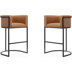 Eden Home 29.5&quot Contemporary Faux Leather Barstool in Camel (Set of 2)