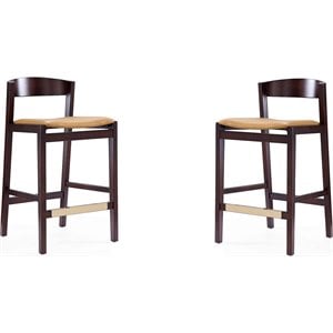 Eden Home 26.5&quot Contemporary Faux Leather Counter Stool in Camel (Set of 2)