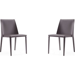 Eden Home 17.32&quot Contemporary Leather Dining Chair in Gray (Set of 4)