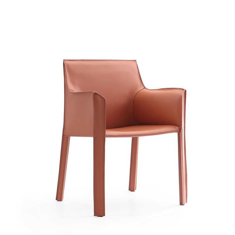 Eden Home Contemporary Faux Leather & Metal Armchair in Clay Pink (Set of 2)