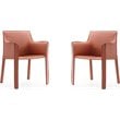 Eden Home Contemporary Faux Leather & Metal Armchair in Clay Pink (Set of 2)