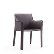 Eden Home Contemporary Faux Leather & Metal Armchair in Gray (Set of 2)