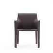 Eden Home Contemporary Faux Leather & Metal Armchair in Gray (Set of 2)