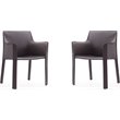 Eden Home Contemporary Faux Leather & Metal Armchair in Gray (Set of 2)