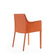 Eden Home Contemporary Leather & Metal Arm Chair in Coral Orange (Set of 2)