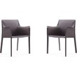 Eden Home Contemporary Saddle Leather Arm Chair in Gray (Set of 2)
