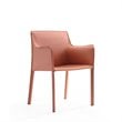 Eden Home Contemporary Leather & Metal Arm Chair in Clay Pink (Set of 2)