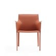 Eden Home Contemporary Leather & Metal Arm Chair in Clay Pink (Set of 2)