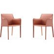 Eden Home Contemporary Leather & Metal Arm Chair in Clay Pink (Set of 2)